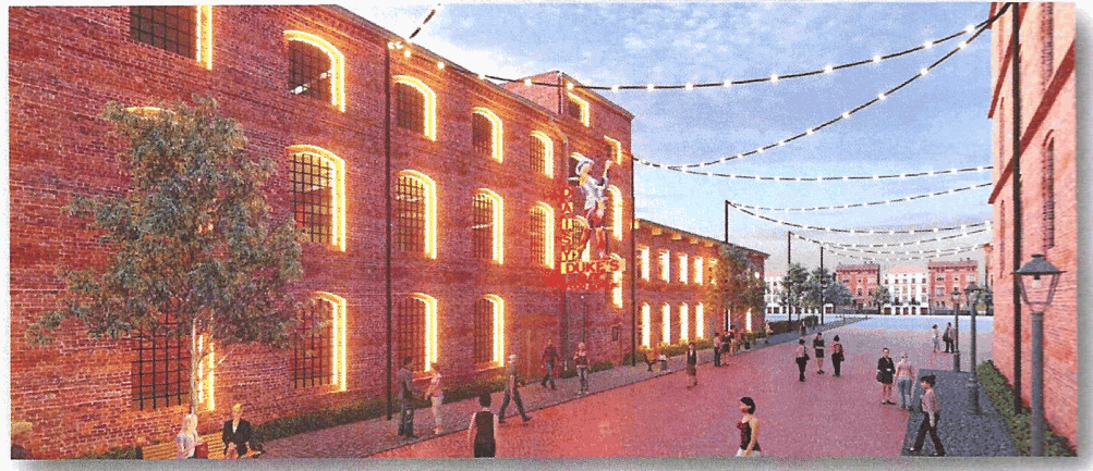 Proposed entrance alley — architectural concept, not a completed venue.
